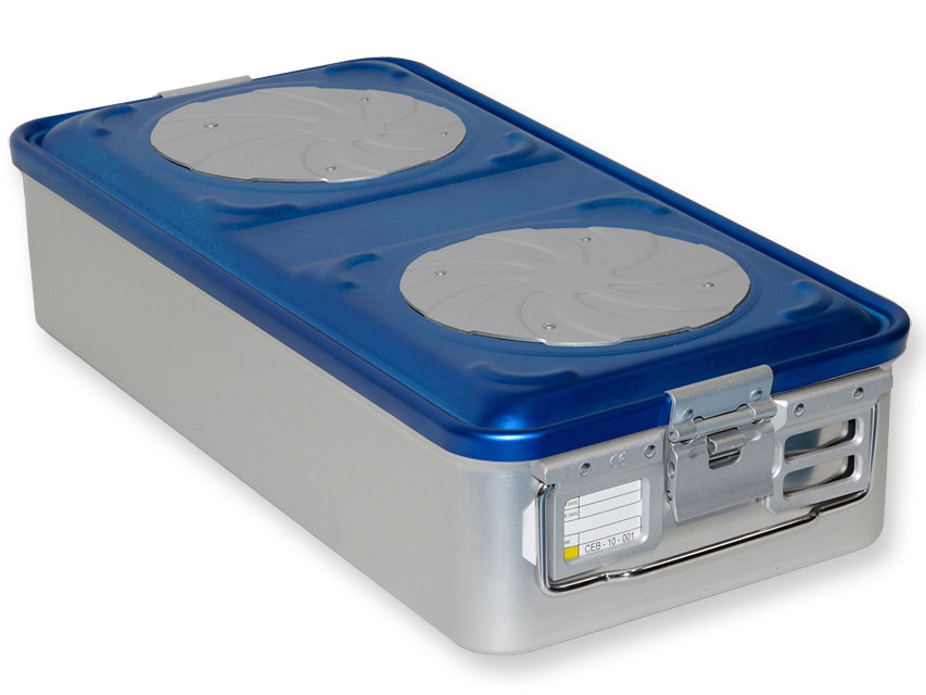 CONTAINER WITH VALVE LARGE - BLUE - PERFORATED (