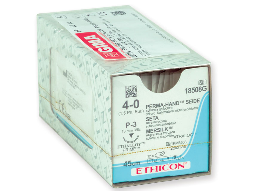 ETHICON PERMA-HAND SILK SUTURES - GAUGE 4/0 NEEDLE 13 MM - BRAIDED