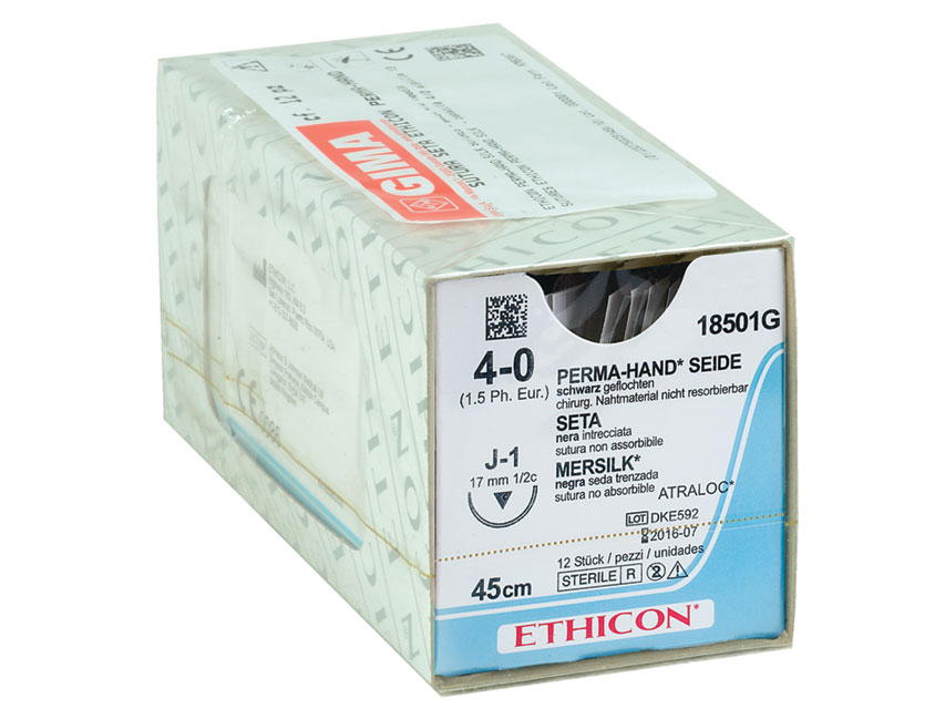 ETHICON PERMA-HAND SILK SUTURES - GAUGE 4/0 NEEDLE 17 MM - BRAIDED