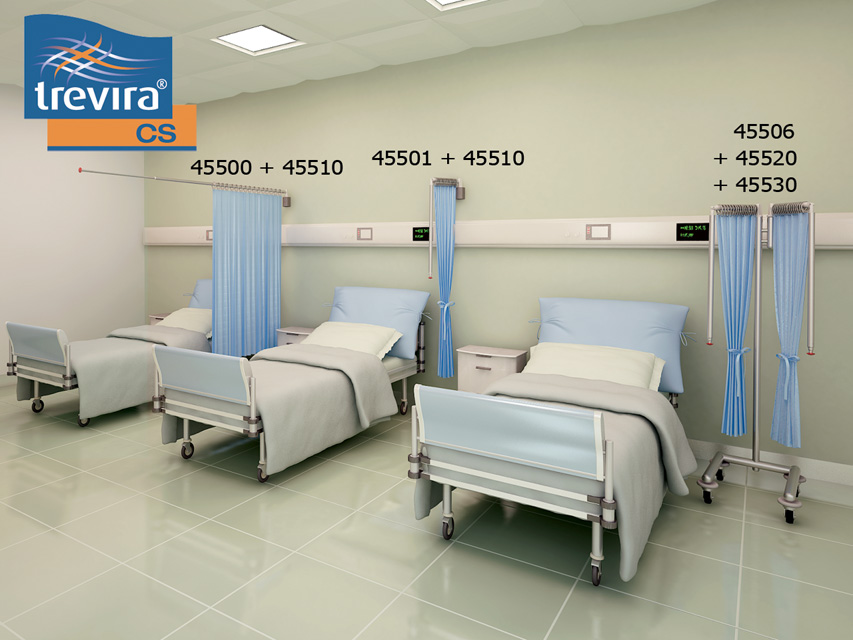 TREVIRA CURTAINS FOR TROLLEY - SHORT 175 X H145 CM - LIGHT BLUE