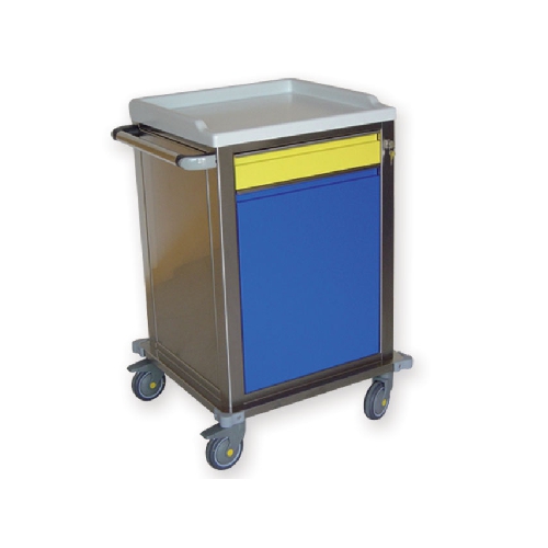 MODULAR TROLLEY STAINLESS STEEL WITH 1 DRAWER PLUS 1 SHELF