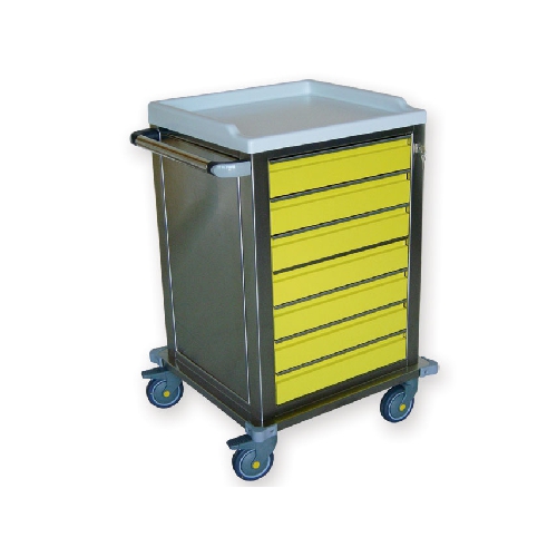 MODULAR TROLLEY STAINLESS STEEL WITH 7 SMALL DRAWERS
