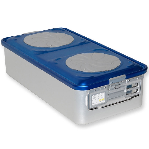 CONTAINER WITH VALVE LARGE H 150 MM - BLUE - PERFORATED