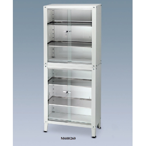 Zāļu un instrumentu skapis - 4 bīdāmās stikla durvis - rūdīta stikla durvis