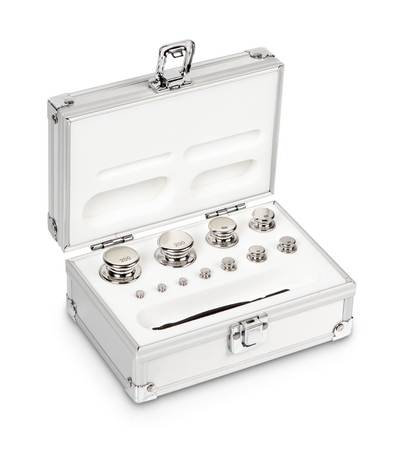 E1, Knob, stainless steel polished, 1 g - 200 g, in aluminium case, 190×130×80 mm, 4045761223127,