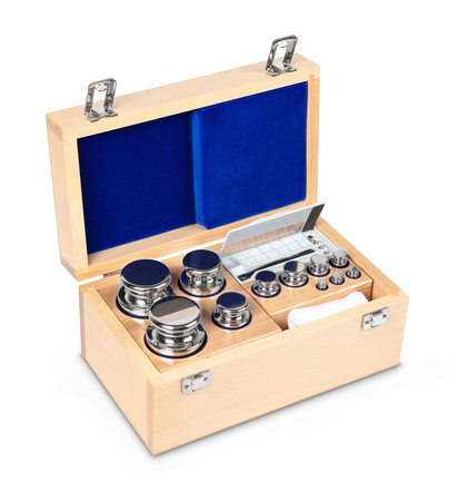 E2, Knob, 15, stainless steel polished, 1 g - 2 kg, in wooden case, 305×190×140 mm, 4045761003309,