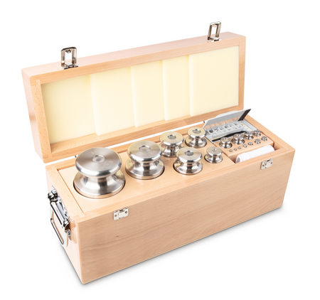 M1, Knob, 29, stainless steel fine turned, 1 mg - 10 kg, in wooden case, 540×190×245 mm, 4045761007604,