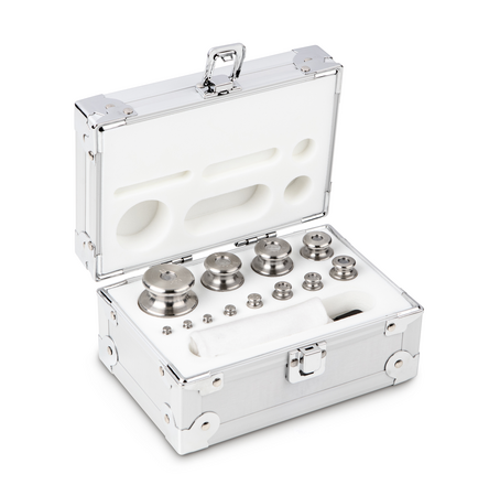 M1, Knob, 12, stainless steel fine turned, 1 g - 500 g, in aluminium case, 210×140×98 mm, 4045761224858,