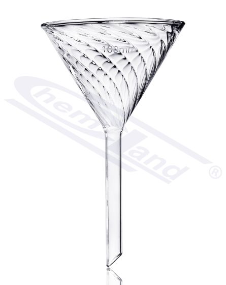 laboratorijas piltuve stikla dim. 050 mm ātrai filtrēšanai ar rievām CHEMLAND