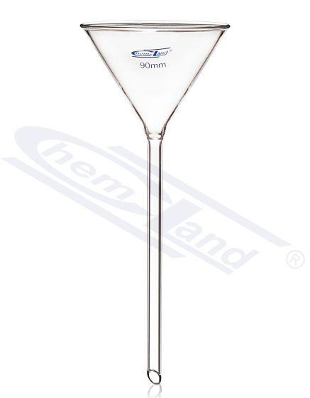 Stikla laboratorijas piltuve 080 H-veida kāts 150 mm, kāts diametrs 9 mm CHEMLAND NEW LINE