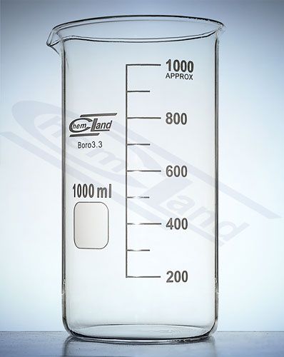 Kausiņš augstas formas 00100 ml borosilikāta stikla CHEMLAND