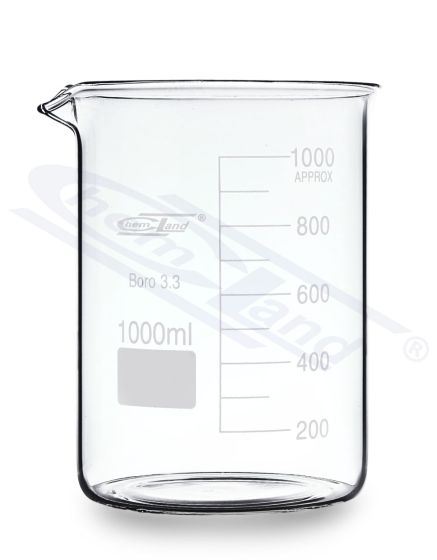 mērglāze zemas formas 00100 ml borosilikāta stikla CHEMLAND
