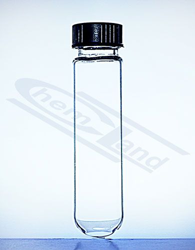 mēģene ar apaļu dibenu, skrūvējamu vāciņu un blīvējumu20*125