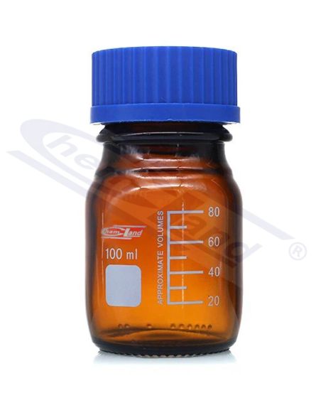 pudele ar skrūvējamu vāciņu dzintara krāsas BORO 3.3 GL 45 0100ml