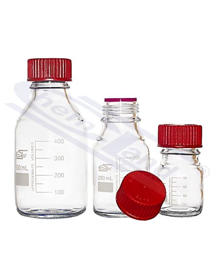 pudele ar sarkanu uzskrūvējamu vāciņu 0500ml līdz 200 oC