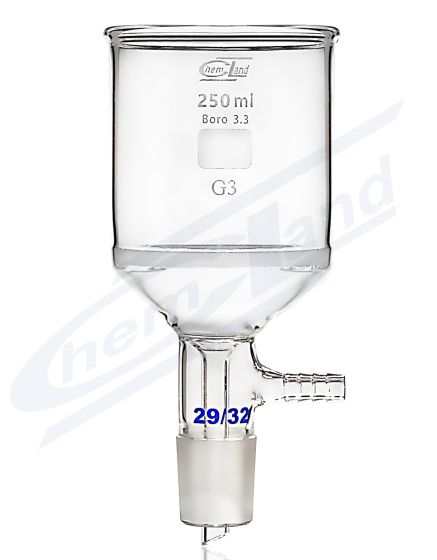 piltuve filtrēšanai cilindriska, ar saķepinātu disku G1 0250ml NS 29/32