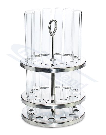 nerūsējošā tērauda cauruļu statīvs - apaļš, 9 vietas fi 20mm, H-165mm