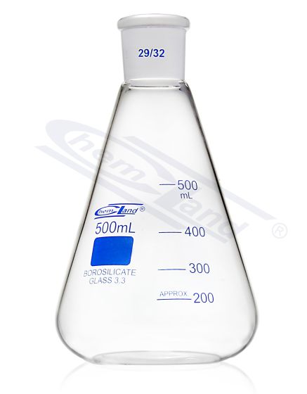 konusveida kolba NS .24/29 vāciņš. 00250ml CHEMLAND NEW LINE