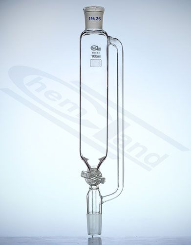 Spiediena izlīdzināšanas piltuve ar aizbīdni 100ml NS19/26