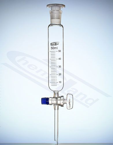 piltuve ar cilindrisku ligzdu 19/26 aizbāžamais krāns stikls 0100ml ar graduāciju
