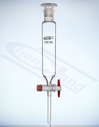 piltuve ar cilindrisku kontaktligzdu 19/26 aizbīdnis ar teflona aizbīdni. 0025ml