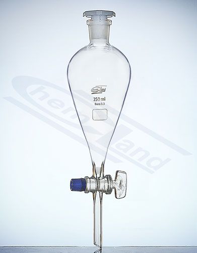 Atdalīšanas piltuve ar ligzdu Squib 24/29 Stopkrāns stikls 0500ml