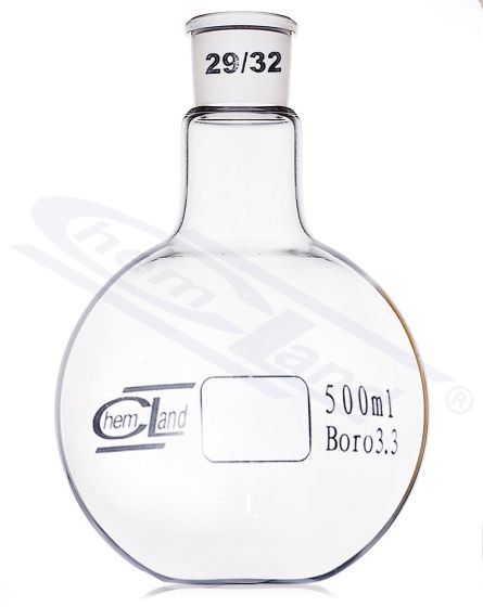 pudele ar plakanu dibenu 00100ml ligzda 14/23 CHEMLAND