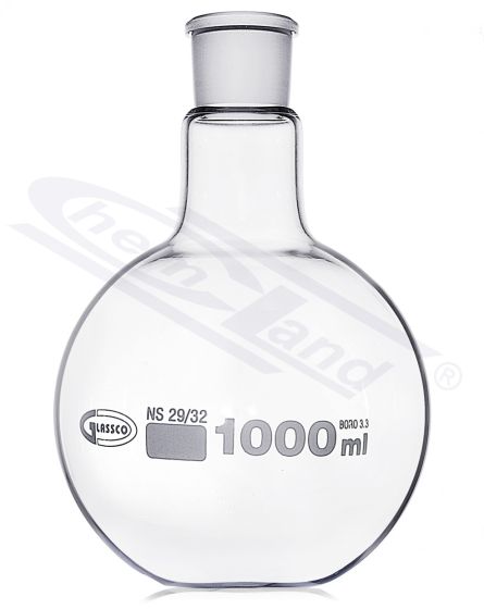 pudele ar plakanu dibenu ISO 00050ml NS 29/32 GLASSCO