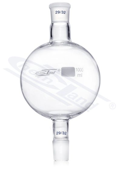 sfēriska kolba 00500ml 2x 29/32 - rezervuārs hromatogrāfiskajām kolonnām