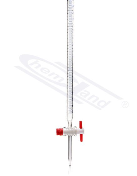 birete ar taisnu aizbāzni PTFE zila gradācija cl. B 025ml CHEMLAND NEW LINE