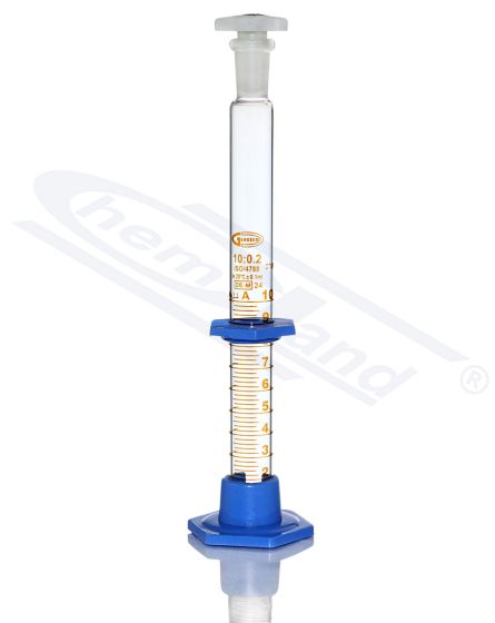 Cilindrs ar PP aizbāzni, PP kājiņa, Kl A SERTIFIKĀTS 0010ml, GLASSCO brūna skala