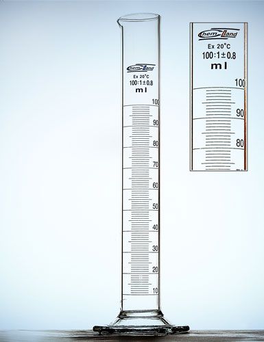 cilindrs cl.B 0500 ml stikla sešstūrainā pamatne