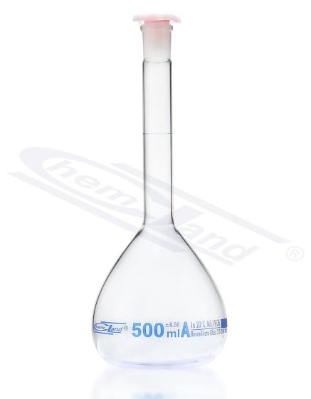 mērkolba CHEMLAND NEW LINE ar sertifikātu cl.A 0100ml zila gradācija ligzda 14/23